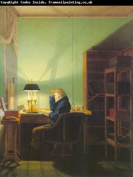 Georg Friedrich Kersting Man Reading by Lamplight